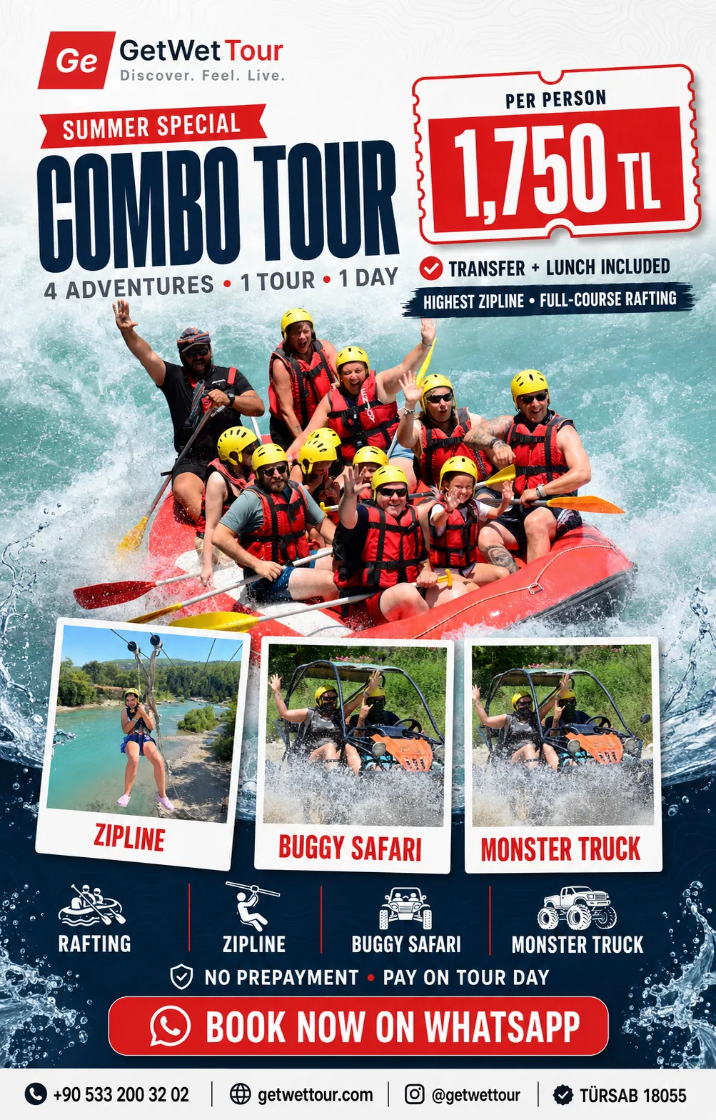 GetWetTour Combo Tour campaign with four activities